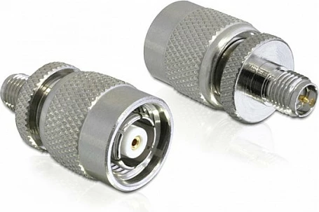 Adapter antene DeLOCK 88411, RP-SMA mashkull në RP-TNC femër, metal, argjendtë