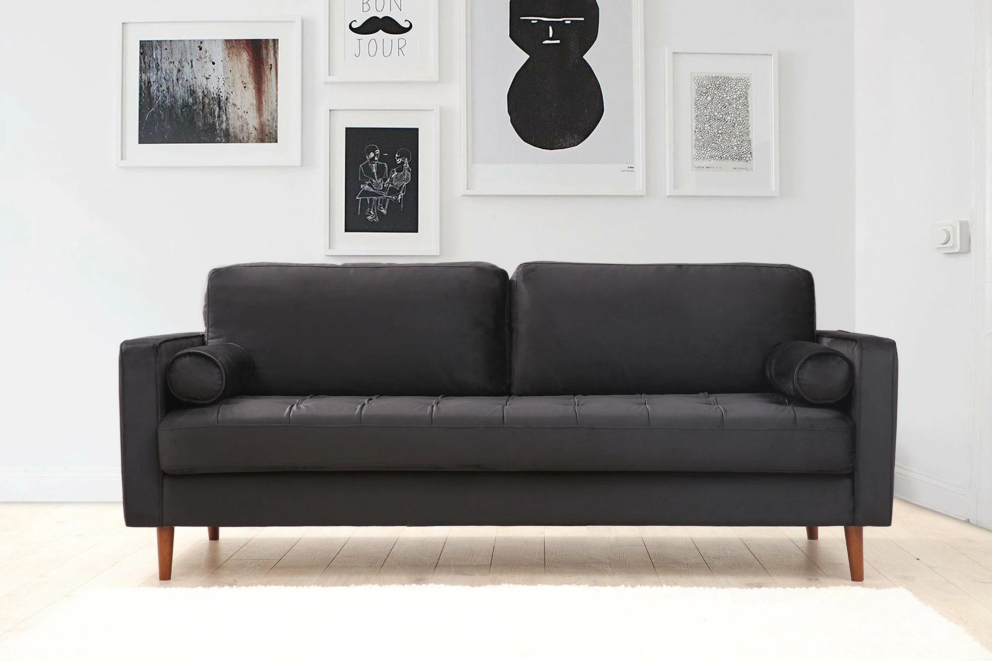 Divan treshe Atelier del Sofa, ngjyrë e zezë, Rome