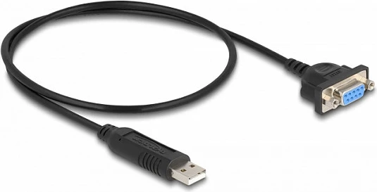 Adapter USB 2.0 në Serial RS-232 DeLOCK, FTDI FT232R, 0.5 m, i zi