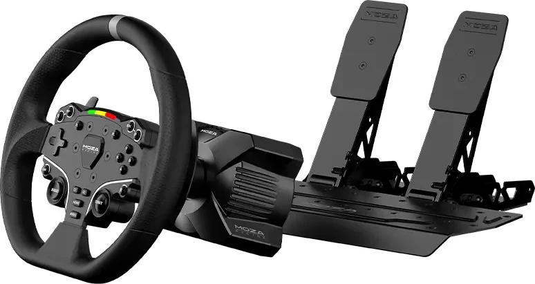 Set volani për sim racing Moza R3 Bundle RS074 për PC, 3.9 Nm, 28 cm, 22 butona, 2 pedale, i zi, set 3-në-1