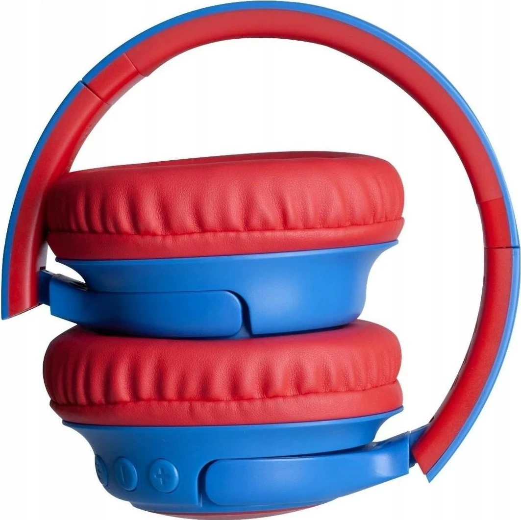 Kufje PowerLocus Bobo Kids, wireless Bluetooth 5.3, LED, AUX/USB-C, kuqe-kaltër