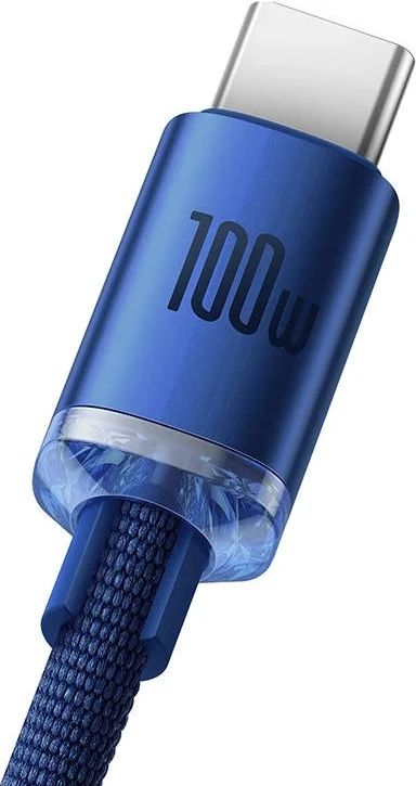 Kabëll Baseus USB-A - USB-C Crystal Shine, 100W, 2m, blu
