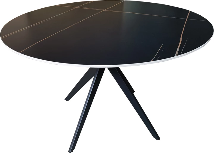 Tavolinë me karrige Jelour, ngjyrë e verdhë, tavolinë Orbital, e zezë, 120x76cm, set 5 copë