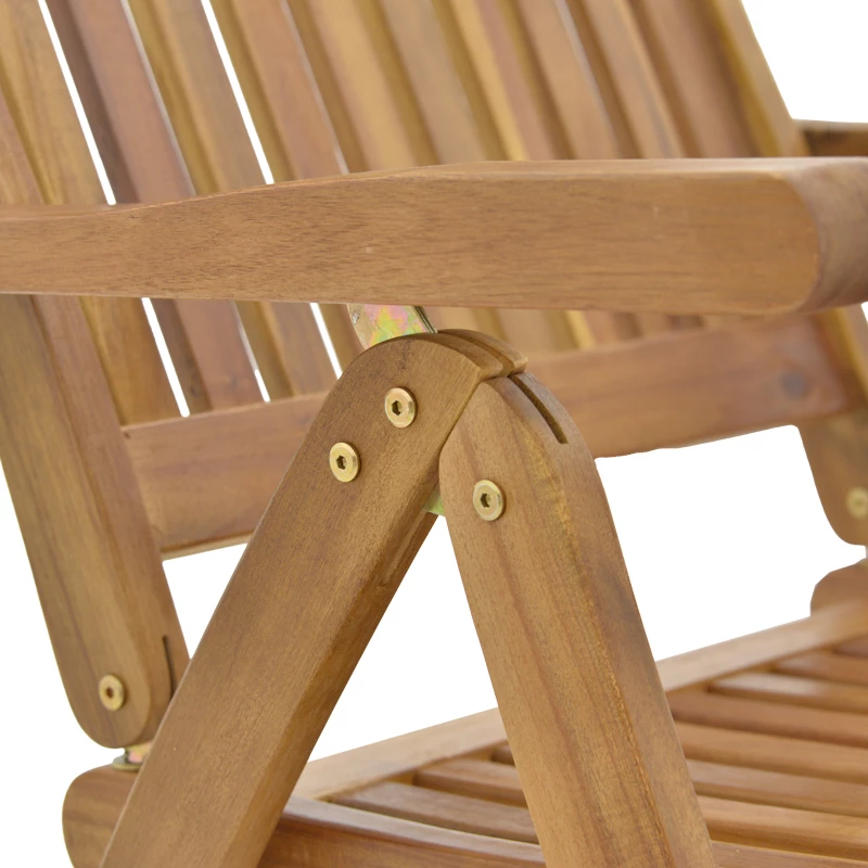 Karrige e palosshme me 5 pozicione, dru akacie, ngjyrë natyrale, 61x65x110cm