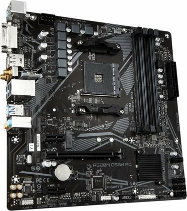 Pllakë amë Gigabyte A520M DS3H AC AM4 mATX, DDR4 128GB, Wi‑Fi 5 + Bluetooth