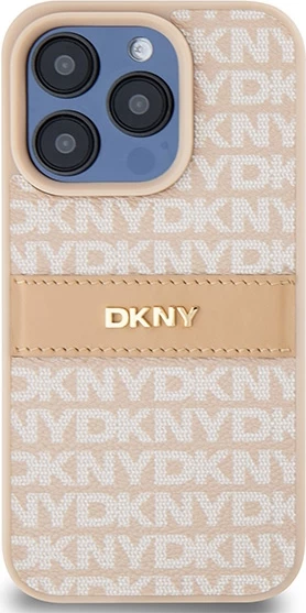 Mbështjellës DKNY Mono Stripe & Metal Logo për iPhone 15 Pro, Rozë
