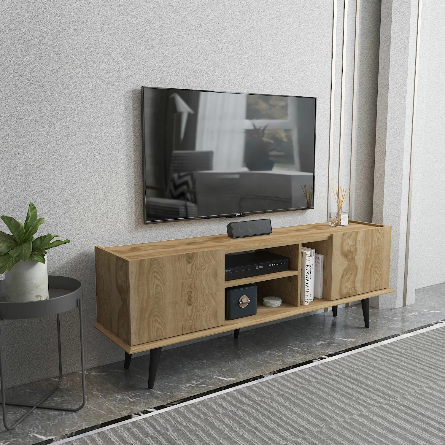 Komodë TV Skye Decor, ngjyrë lisi Oud Oak, Ekvador