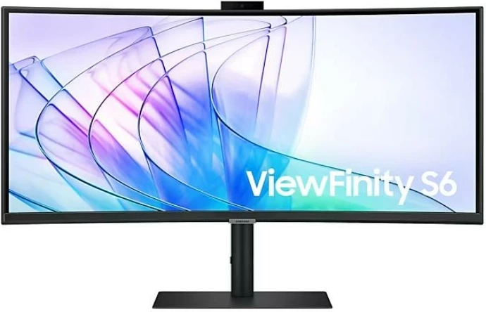 Monitor Samsung ViewFinity S6 LS34C652VAU 34" 1000R Ultra‑WQHD 100 Hz HDR10 FreeSync me kamerë pop-up e altoparlantë, e zezë