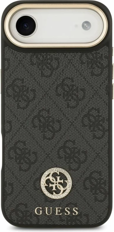 Mbrojtëse telefoni Guess 4G Strass Logo & Big Strap Metal Buttons MagSafe, e zezë