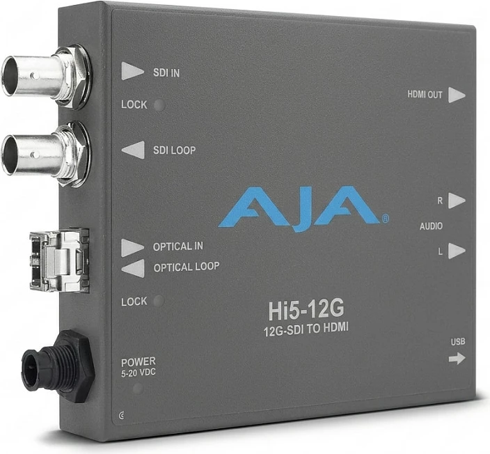 Konvertues video AJA Hi5-12G, 12G-SDI në HDMI, gri