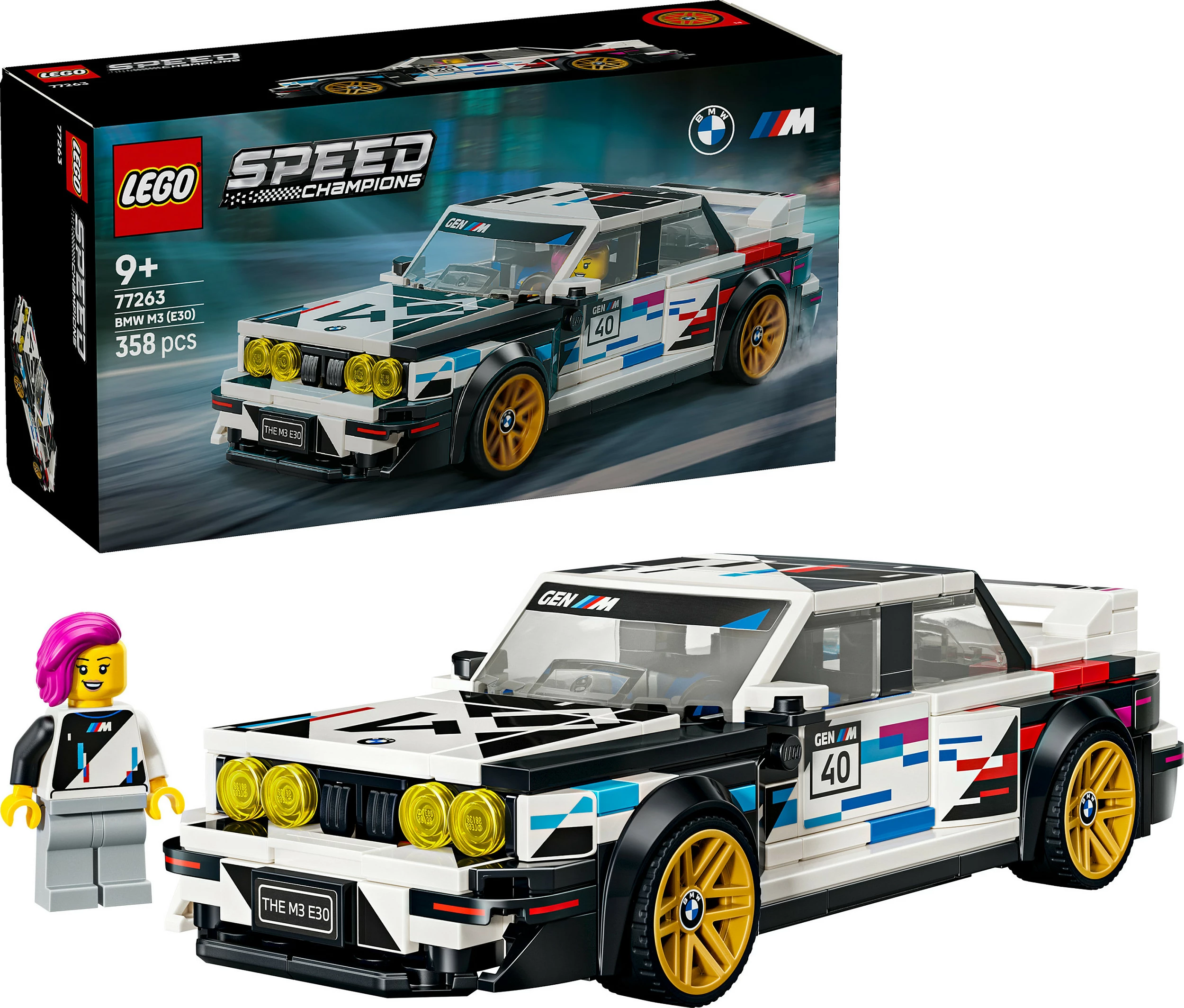 Set LEGO Speed Champions BMW M3 (E30) 77263, 358 copë, 9+, bardhë