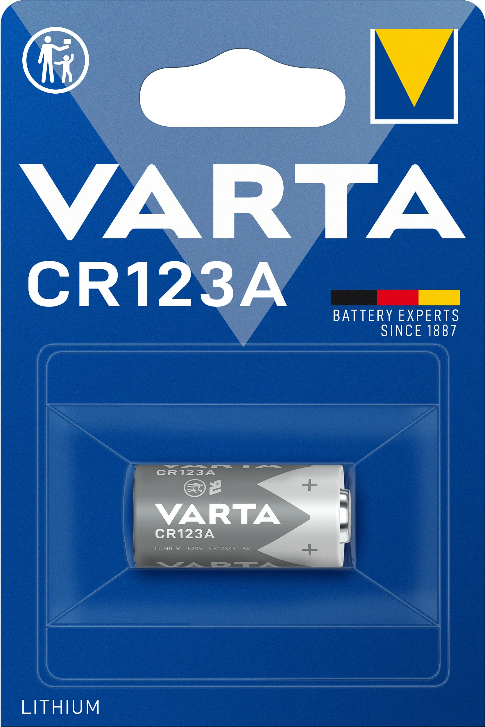 Bateri VARTA CR123A (CR17345) Lithium 3V 1430mAh, 1 copë, gri/argjendtë