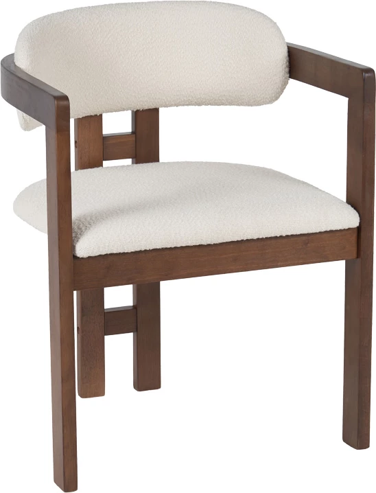 Set 2 karrige me mbështetëse, dru kauçuku, këmbë ngjyrë arre, material bezhë, 58.5x51x76cm