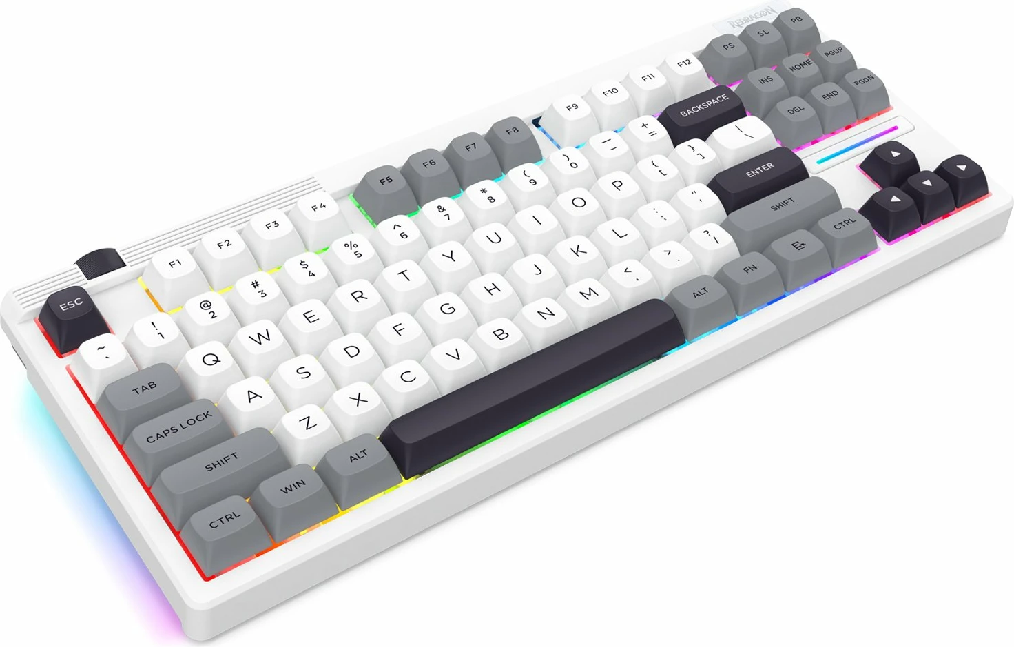 Tastierë mekanike gaming Redragon OTIIM K729 PRO Bullet QL (K729WGB-RGB-PRO), TKL 80%, RGB, tri-mode (USB/Bluetooth/2.4GHz), hot-swap, switches orange, e bardhë