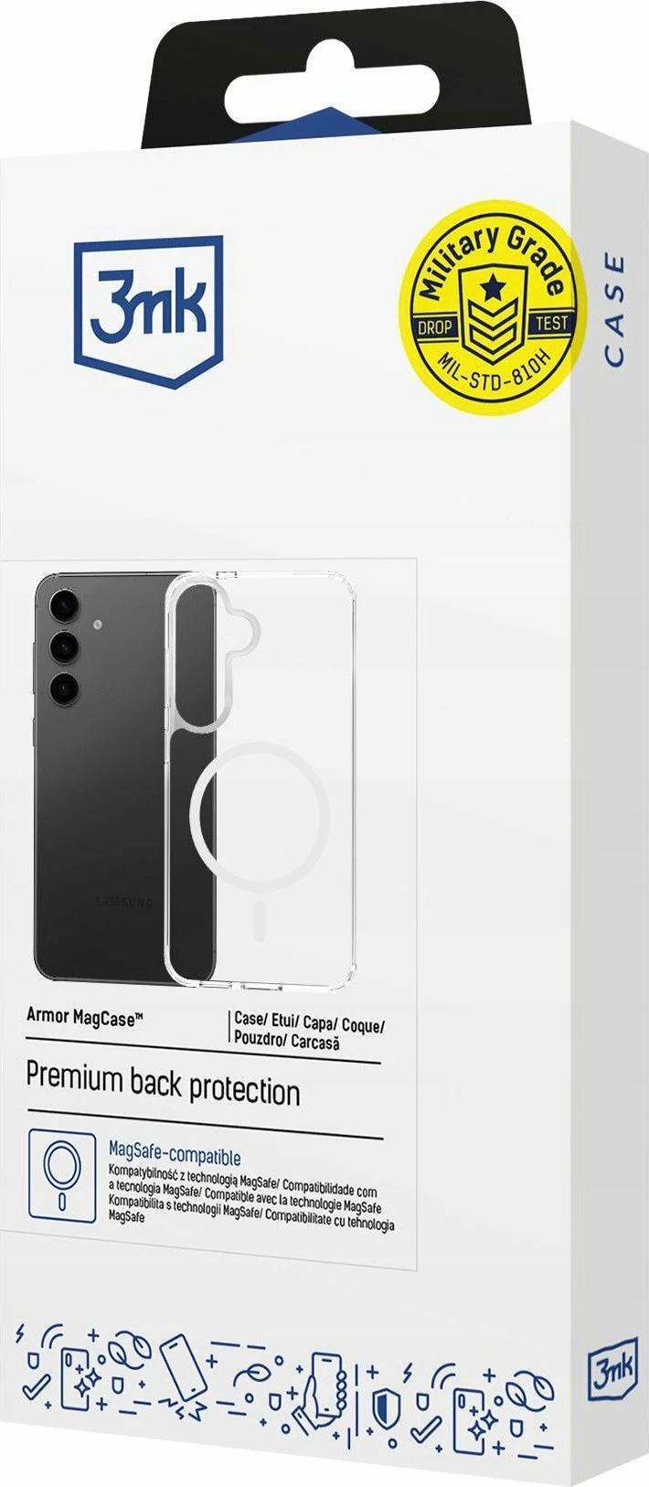 Mbështjellës 3MK Armor MagCase për Samsung Galaxy S25 FE, MagSafe, Military Grade, 1.5 mm, transparent