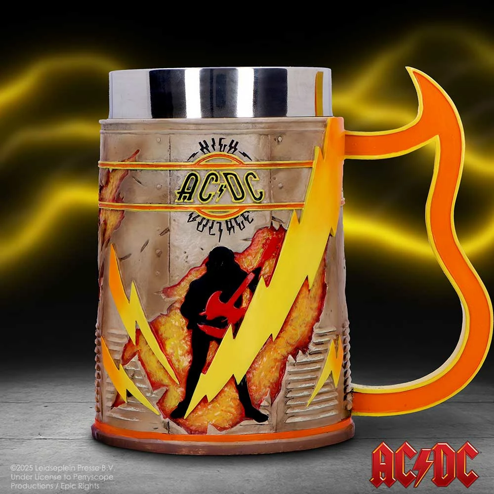 Kupë NEMESIS NOW AC/DC High Voltage, rezinë me insert inox, 15.5 cm, në kuti dhuratë