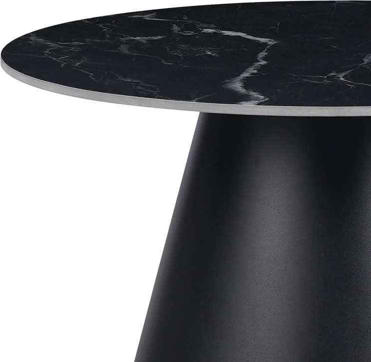 Tavolinë kafeje Fabrin Inart, gur i sinterizuar, metal i zi, D70x40cm