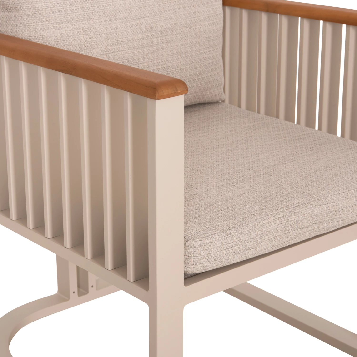 Karrige ngrënie për jashtë, alumini, ngjyrë fildishi, jastëkë bezhë, ETERNITY CD6176.01, 65x72x84cm