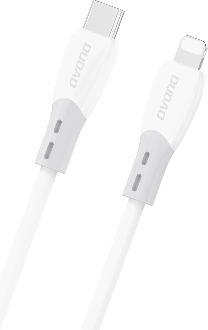 Kabllo USB-C në Lightning Dudao L25SX 30W 2m me gërshetim silikonik, e bardhë