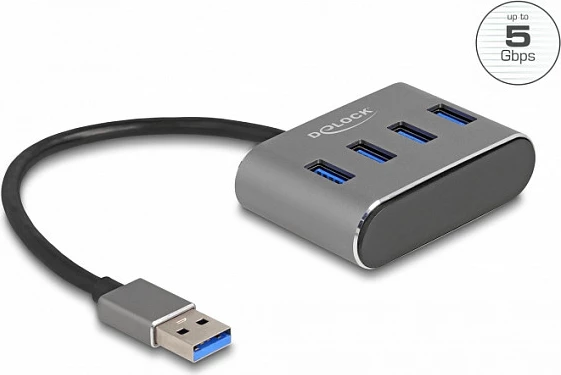 USB hub DeLOCK 4-Port USB 3.2 Gen 1 Type-A, 5 Gbps, i zi
