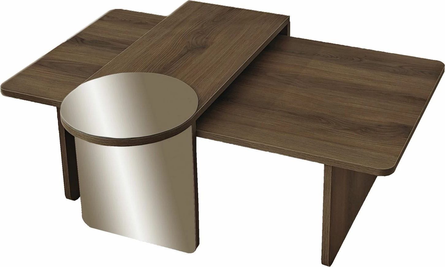 Set tavolinash për kafe Skye Decor, Luna 2, bronzie, arrë