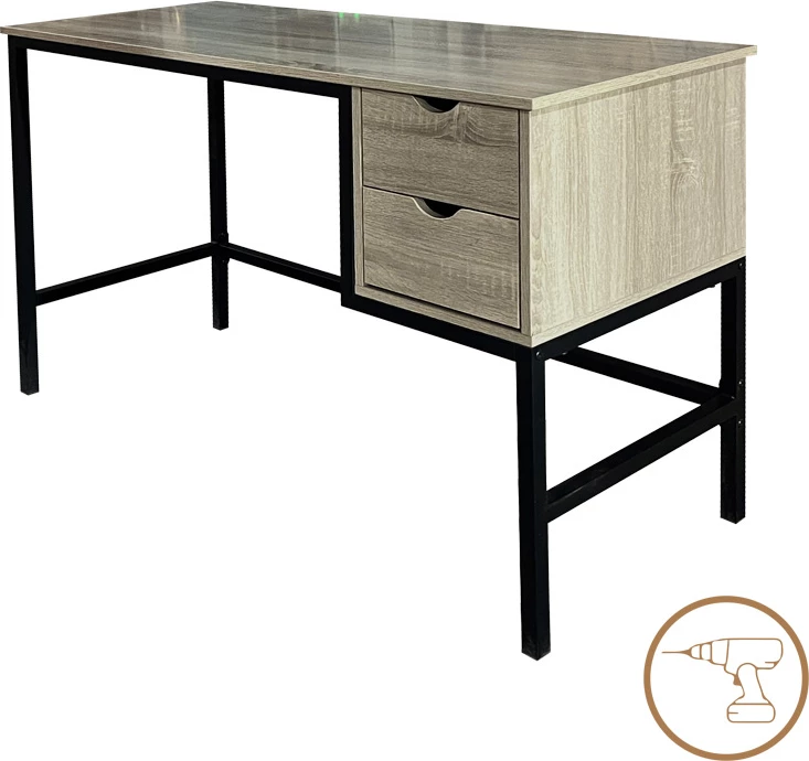 Tavolinë pune Ramen, ngjyrë sonoma, këmbë metalike të zeza, 120x48x76cm