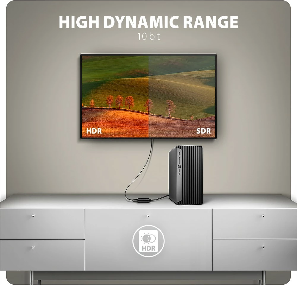 Adapter AXAGON RVD-HI20N DisplayPort në HDMI, 4K/60Hz, 15cm, i zi