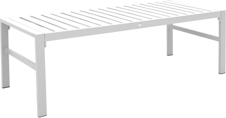 Set lounge për jashtë, 4 pjesë, kornizë alumini e bardhë, jastëkë gri-bezhë