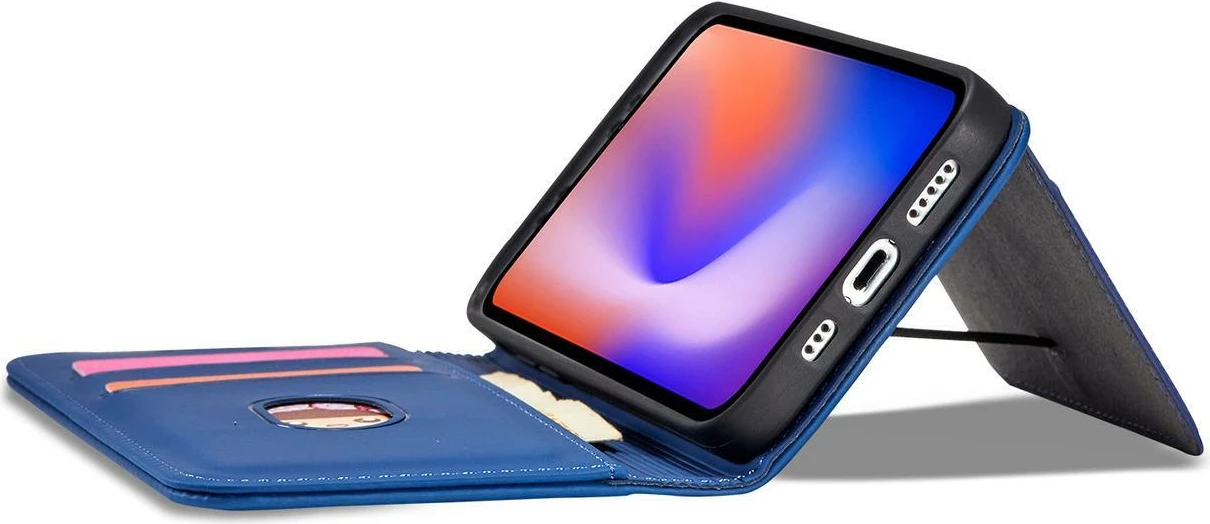 Mbështjellës Hurtel Magnet Card Case për iPhone 12 Pro, me kapak, portofol dhe qëndrim, kaltër