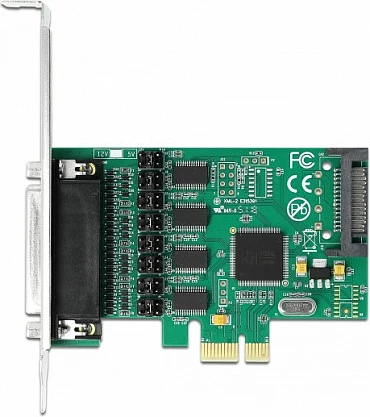 Kartelë PCIe DeLOCK WCH384L, 4x RS-232 Serial, full-height/low-profile, 5V/12V, e gjelbër