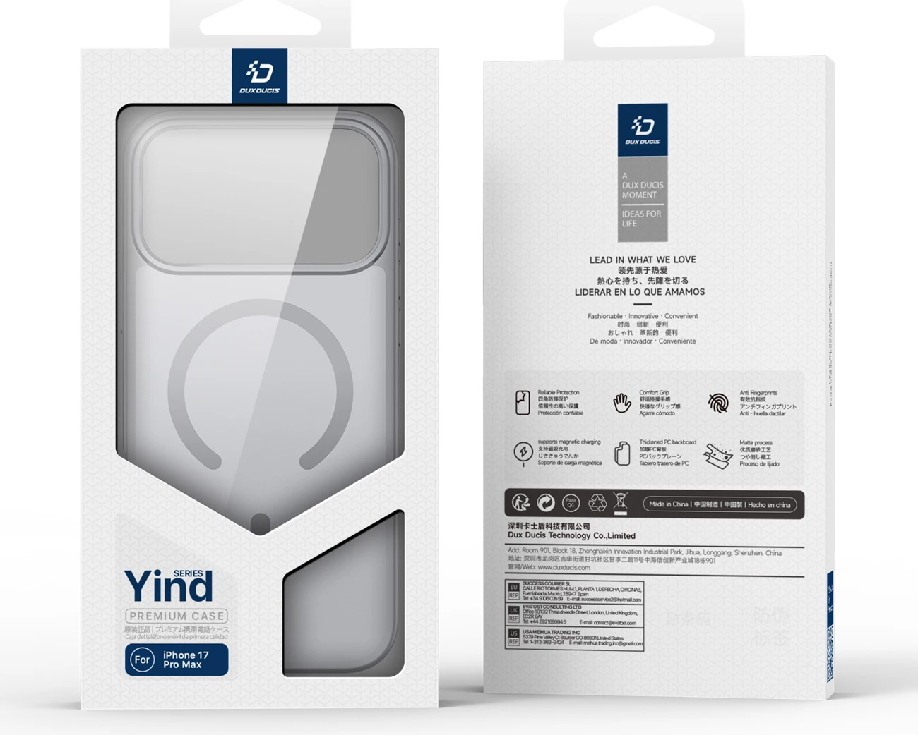 Mbështjellës Dux Ducis Yind për iPhone 17 Pro, MagSafe, Gri