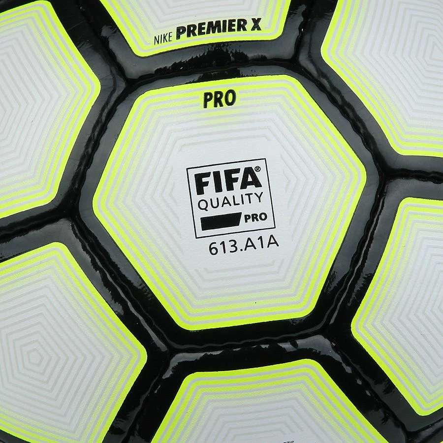 Top futbolli Nike FootballX Premier SC3037-100, madhësia 4, fshikëz lateksi, i qepur me makinë, i bardhë/zi me neon