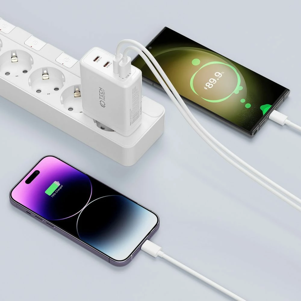 karikues rrjeti Tech-Protect NC100W-GAN GaN 100W, 3x USB-C PD + 1x USB-A QC 3.0, e bardhë, 1 copë