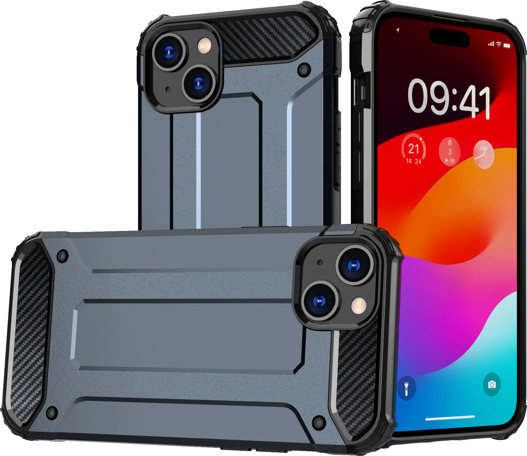 Mbështjellës Hurtel Hybrid Armor për iPhone 15, Kaltër