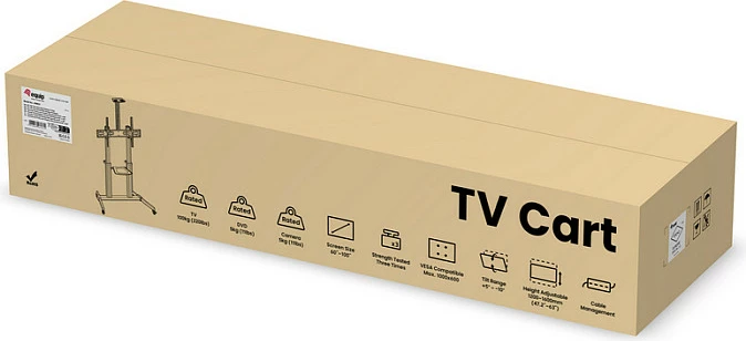 Karrocë për TV EQUIP 650631, mbajtëse dyshemeje me rrota, 60"-100", VESA 1000x600, 100 kg, e zezë
