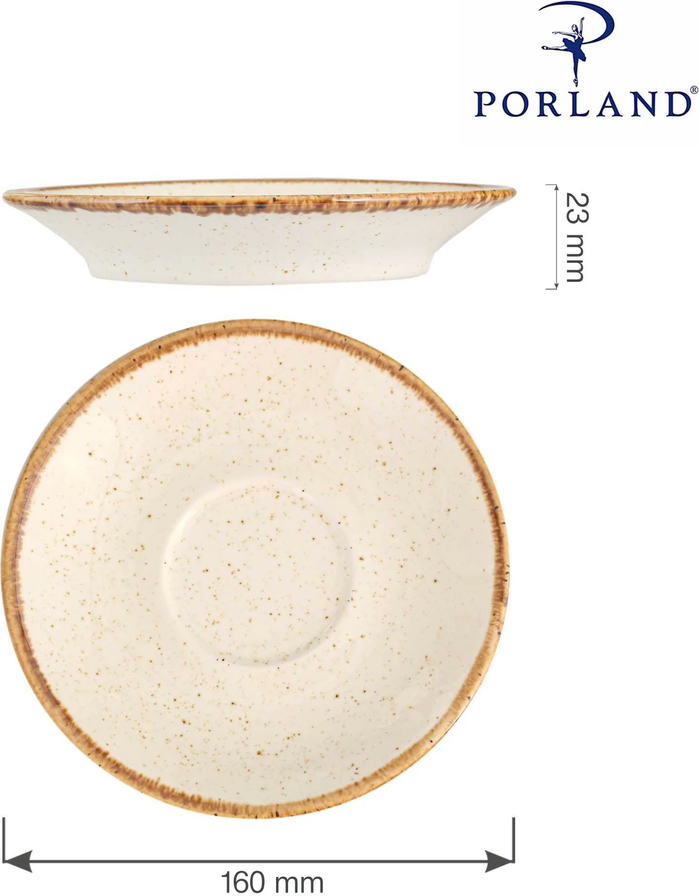 Nënfilxhan porcelani Porland Seasons Sand Ø160 mm, bezhë krem, set 6 copë
