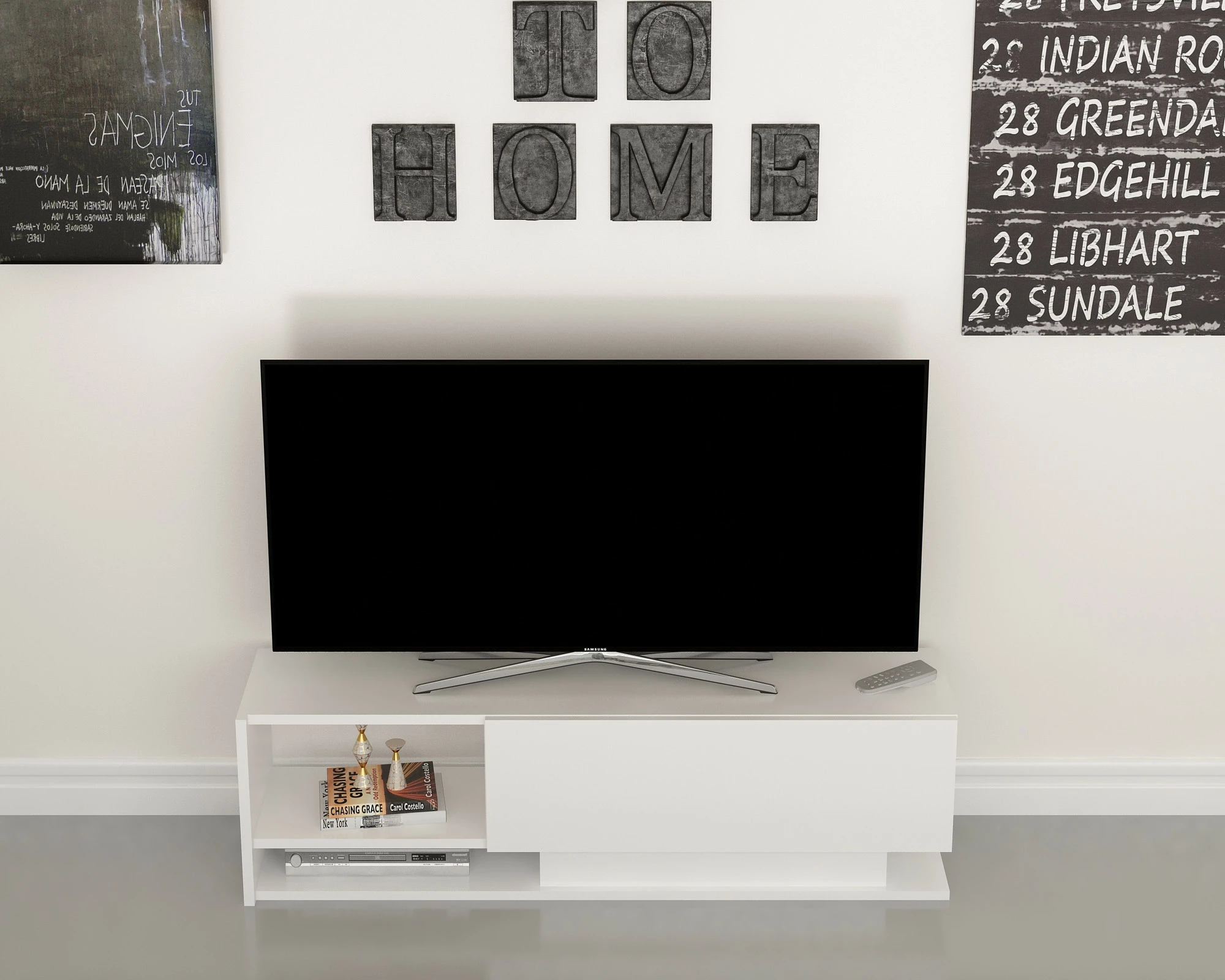 Komodë TV Hanah Home, Damla, ngjyrë e bardhë