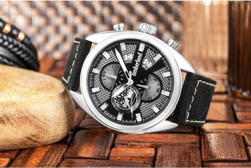 Orë dore meshkuj Timberland Seabrook TBL.15640JLS/02, e zezë, set me çantë