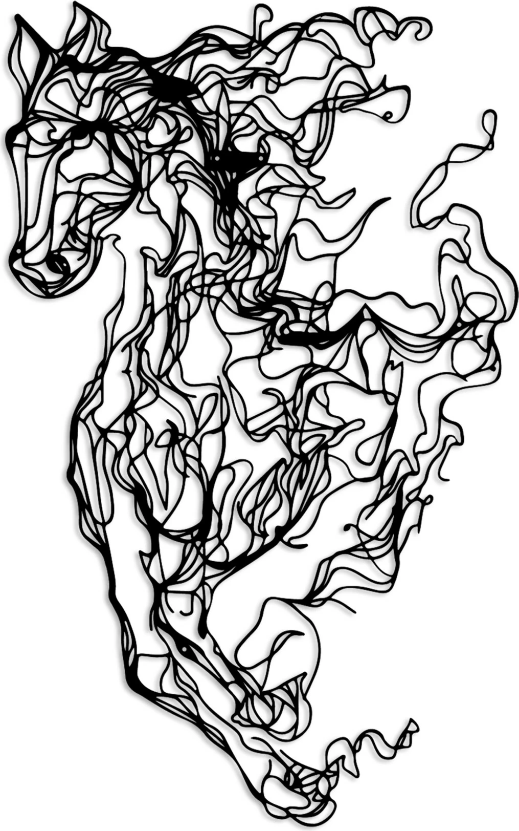 Aksesor dekorativ metalik për mur, Wallity Cavallo-1, ngjyrë e zezë, 41x66cm