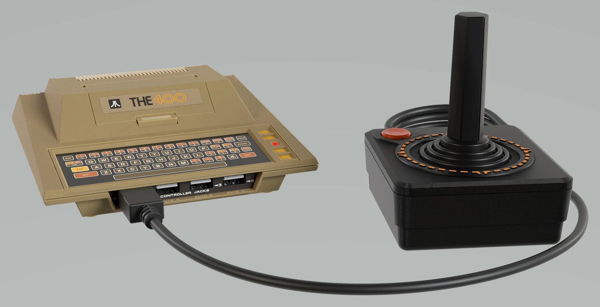 Konzolë retro Atari THE400 Mini, 25 lojëra, HDMI, 5x USB, set me joystick, bezhë