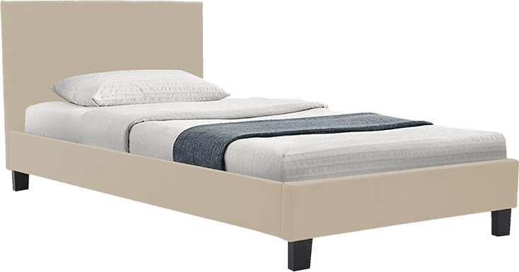 Krevat me dyshek Nevil-Dreamer, stof bezhë, këmbë të zeza, 90x190cm