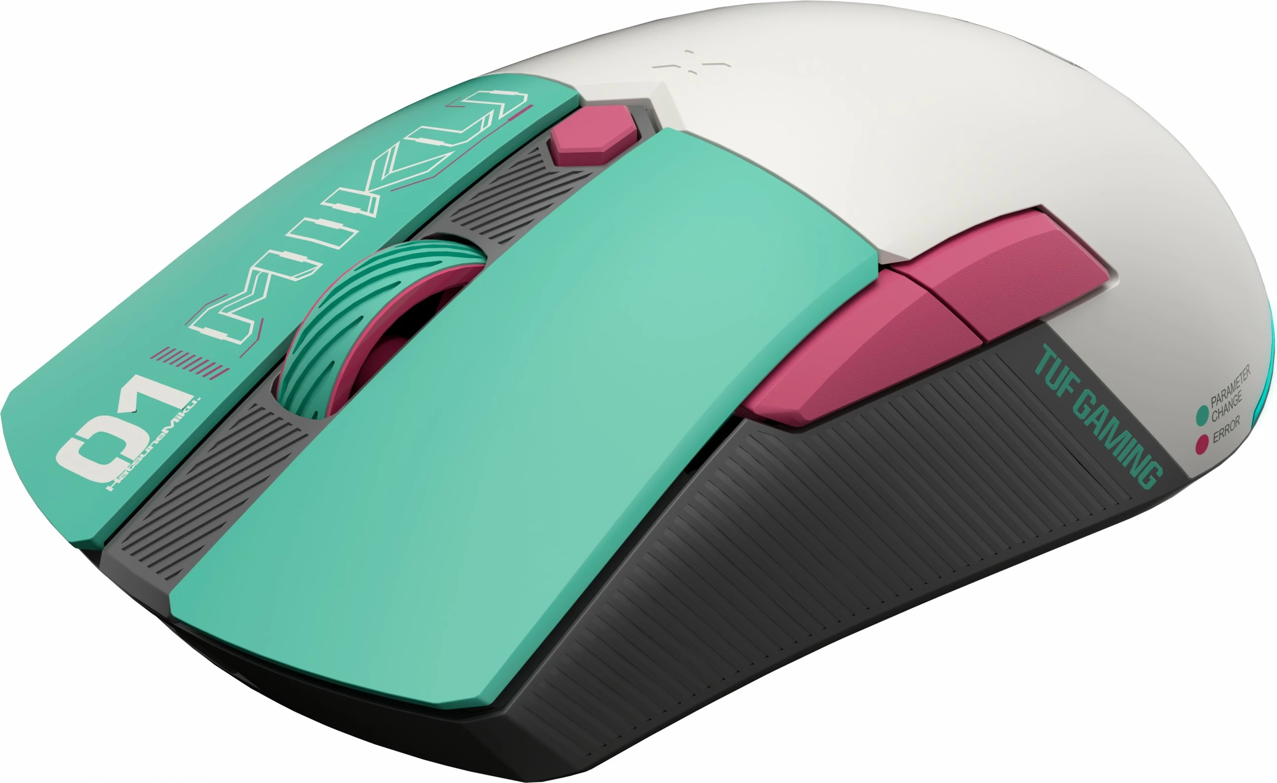 Maus wireless ASUS TUF Gaming Mini Hatsune Miku Edition, gaming, turkuaz/rozë