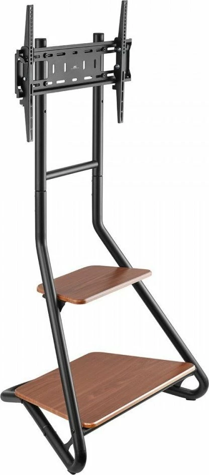 Stendë mbajtëse TV këndore Maclean MC-455, 37-75\", max 40 kg, VESA deri 600x400, me 2 rafte druri, e zezë/kafe