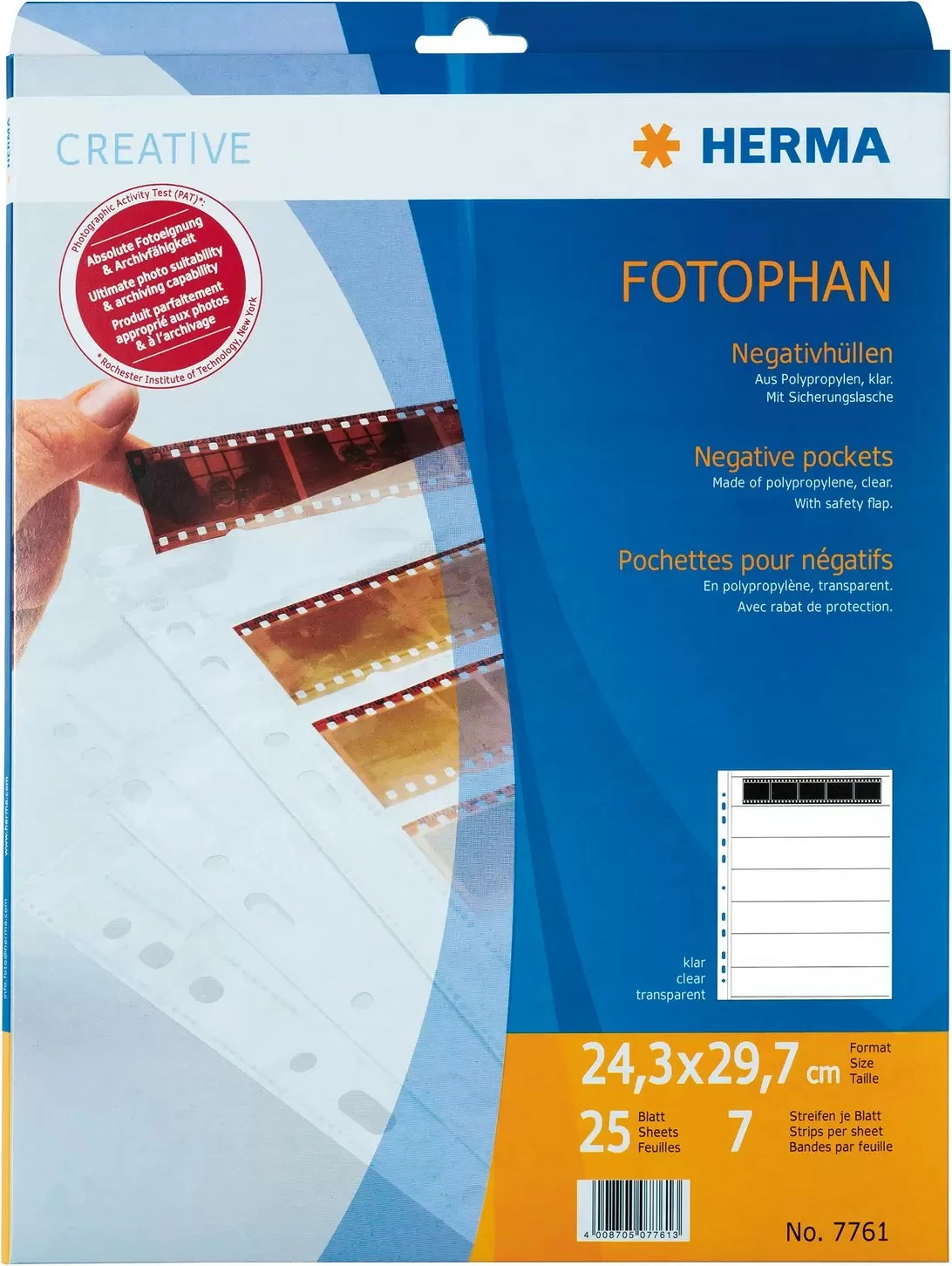 Fletë negative HERMA, 7 x 5 shirita, 25 copë, polipropilen, transparente