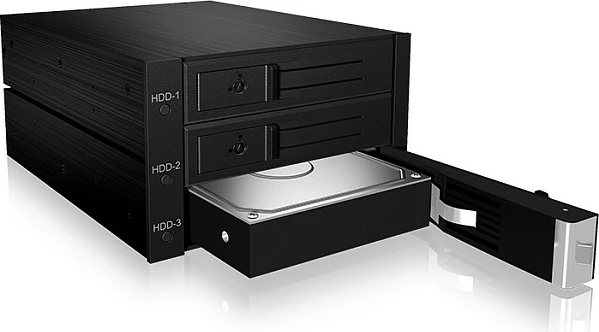 Backplane ICY BOX, 3x HDD SATA 3.5 inç, për 2x 5.25 inç bay, Hot-Swap, i zi