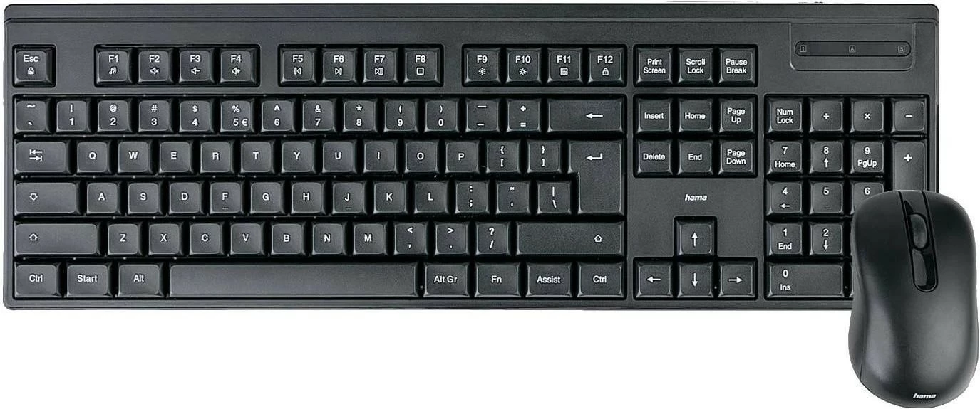 Set tastierë dhe maus Hama CK-100/WKM-100, wireless, e zezë