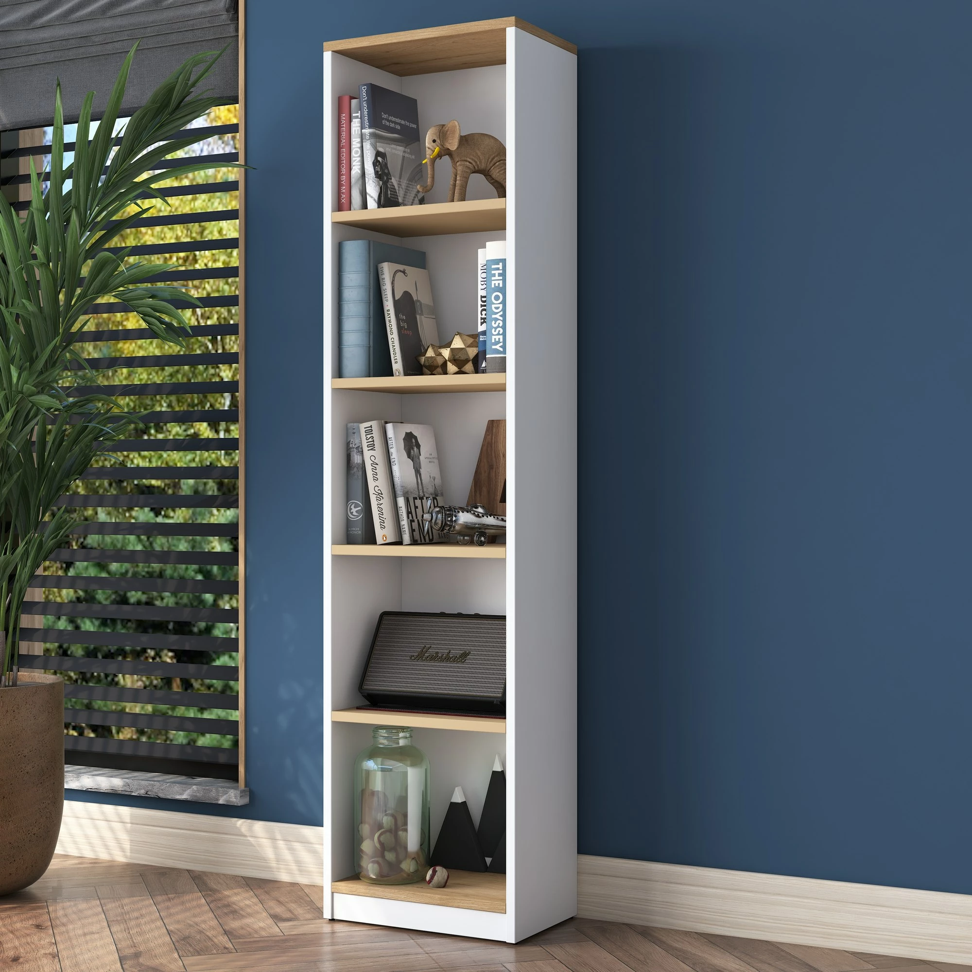 Raft librash Hanah Home, HC111 - 2639, bardhë dhe arre, 40x161.8x25cm