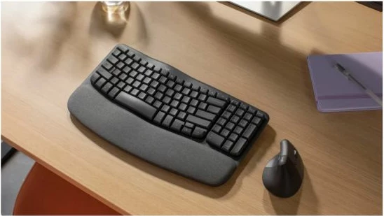 Tastierë wireless ergonomike Logitech Wave Keys, Logi Bolt/Bluetooth, SLO engraving, e zezë