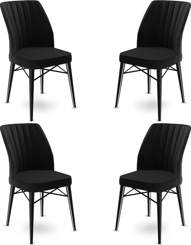 Set karrigesh (4 copë) Hanah Home, Flex, e zezë