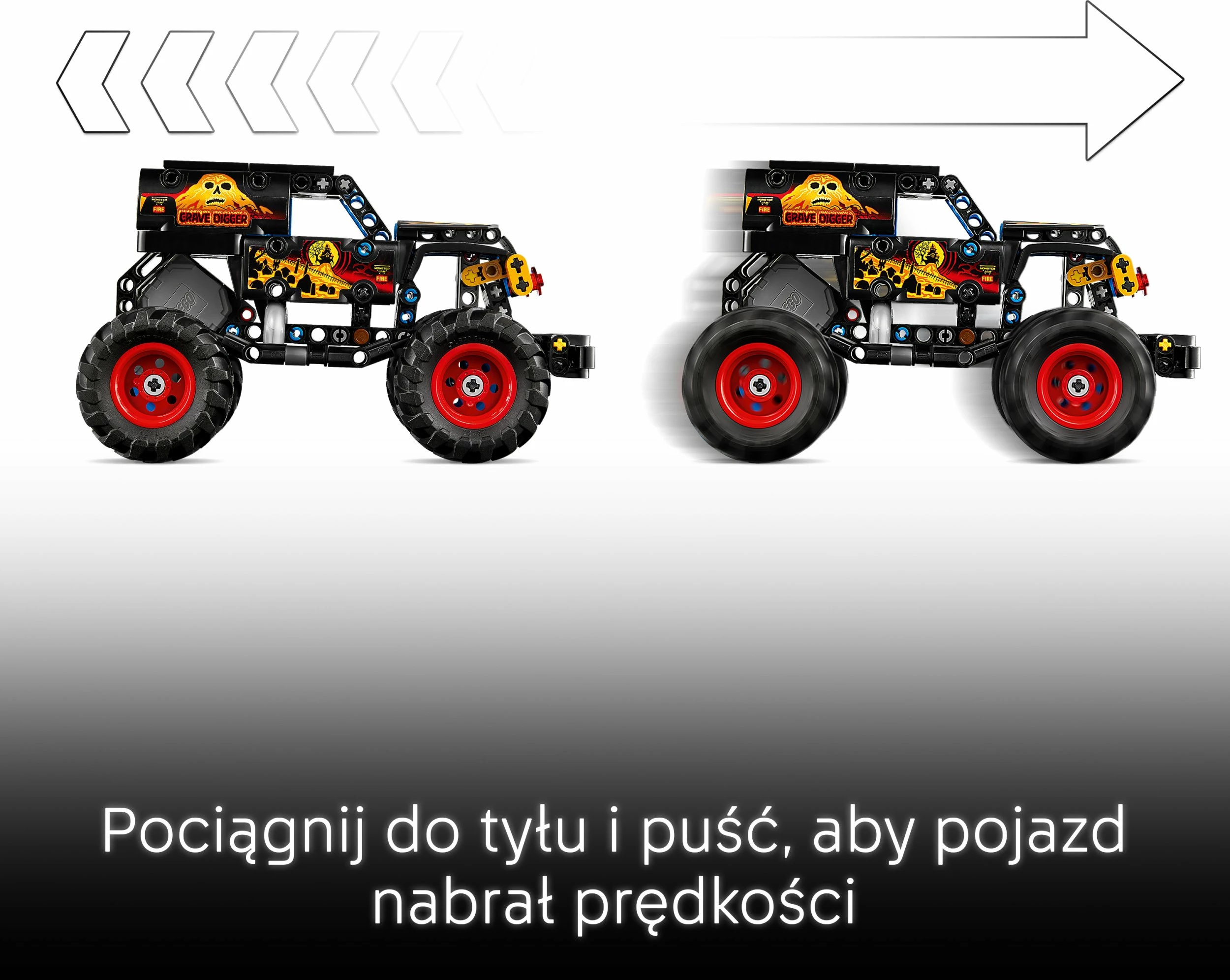 Set ndërtimi LEGO Technic Monster Jam Grave Digger Fire and Ice 42219, 263 copë, pull-back